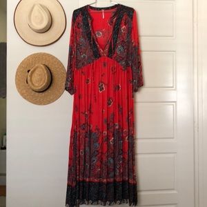 Free People, SMALL, red print dress